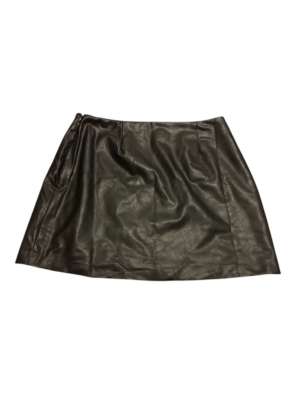 Old Navy Black Faux Leather Wrap-Front Mini Skirt - Picture 2 of 7